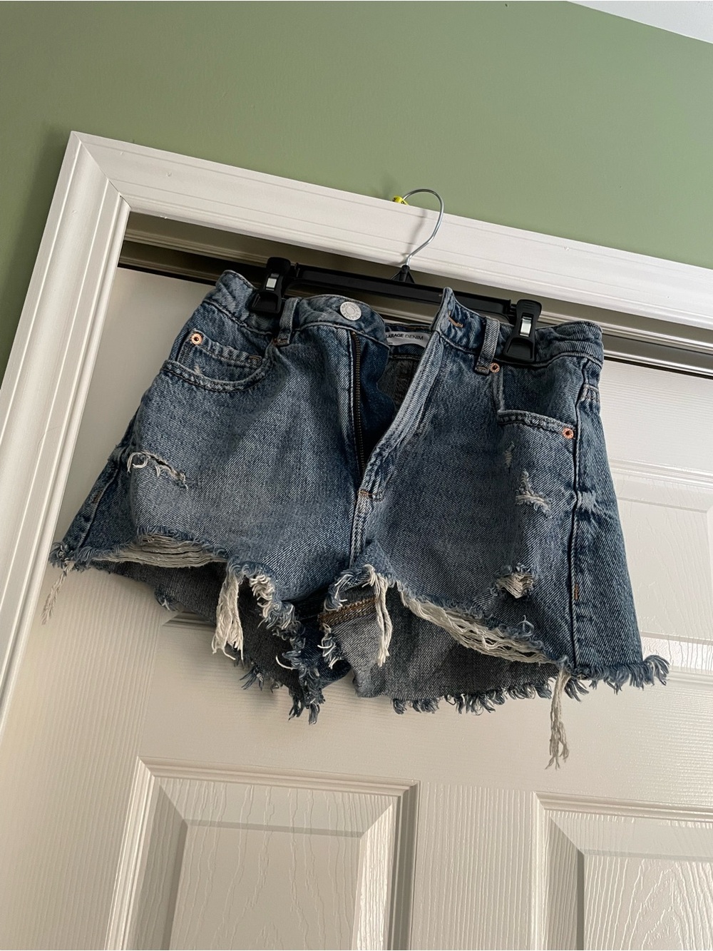 Garage Distressed Denim Jean Shorts - Blue